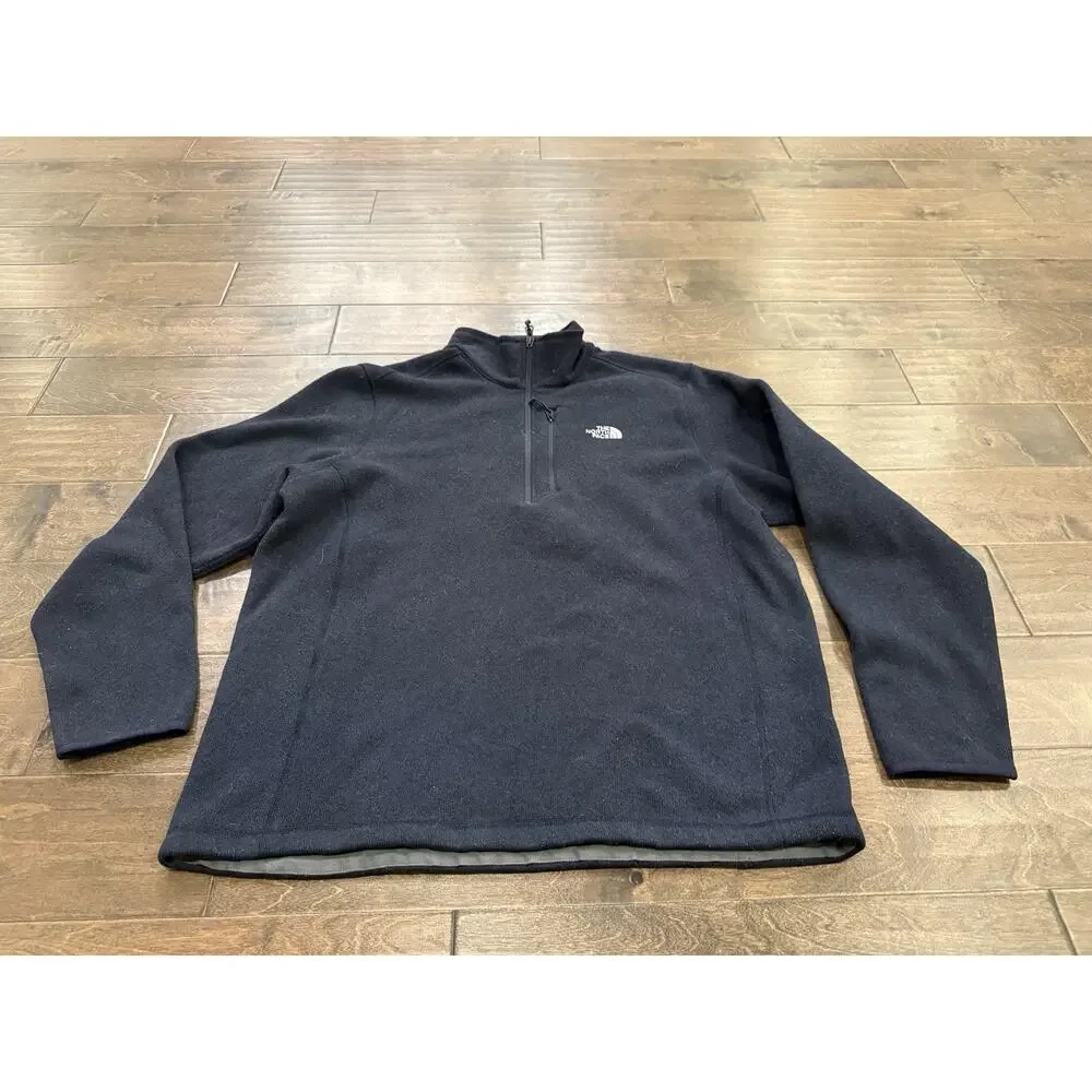 The North Face Mens Navy Fleece 1/4 Zip Pullover Sweater Jacket Size XL